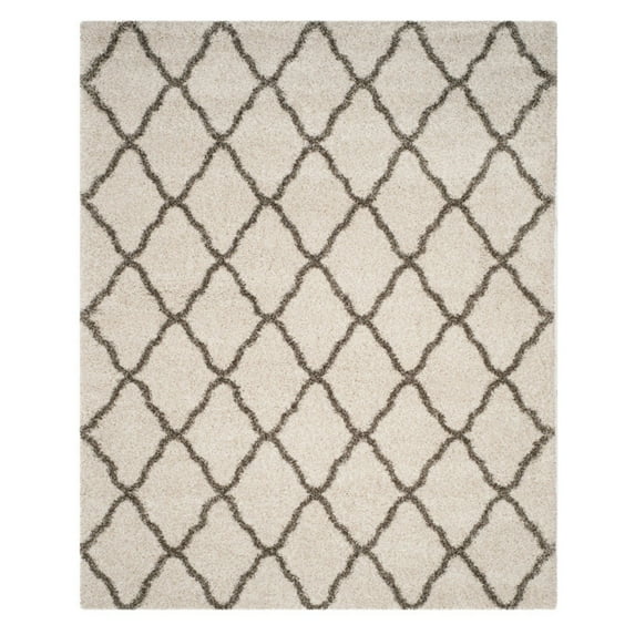 SAFAVIEH Hudson Aline Geometric Shag Area Rug, Ivory/Grey, 9' x 12'