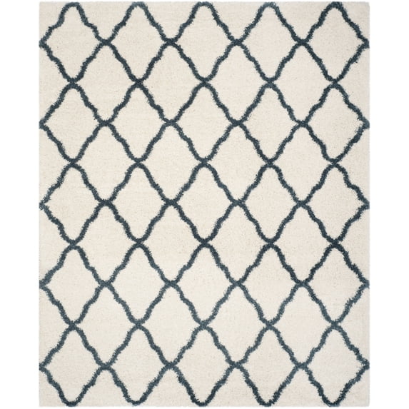 SAFAVIEH Hudson Aline Geometric Shag Area Rug, Ivory/Slate Blue, 9' x 12'