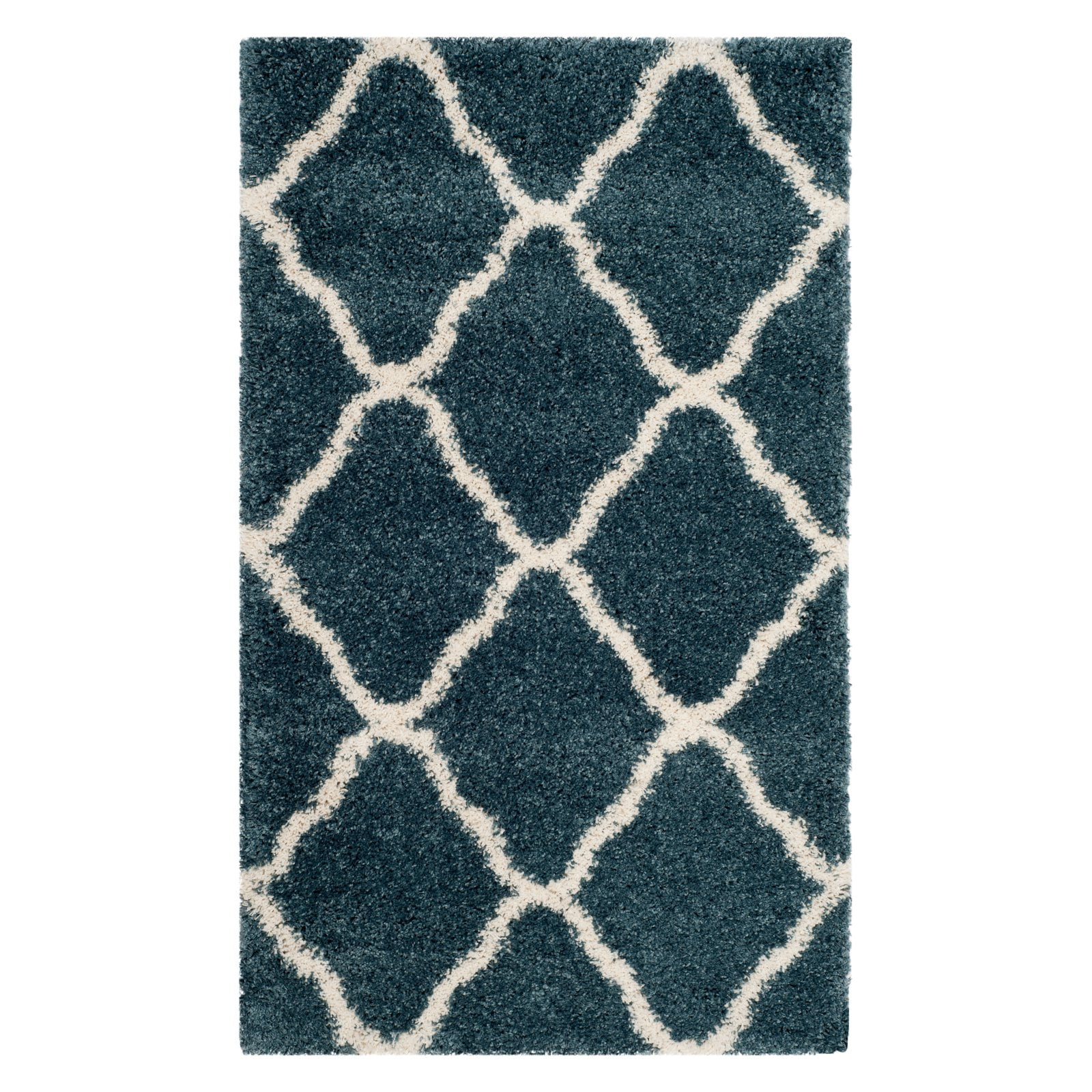 SAFAVIEH Hudson Aline Geometric Shag Area Rug, Slate Blue/Ivory, 3' x 5