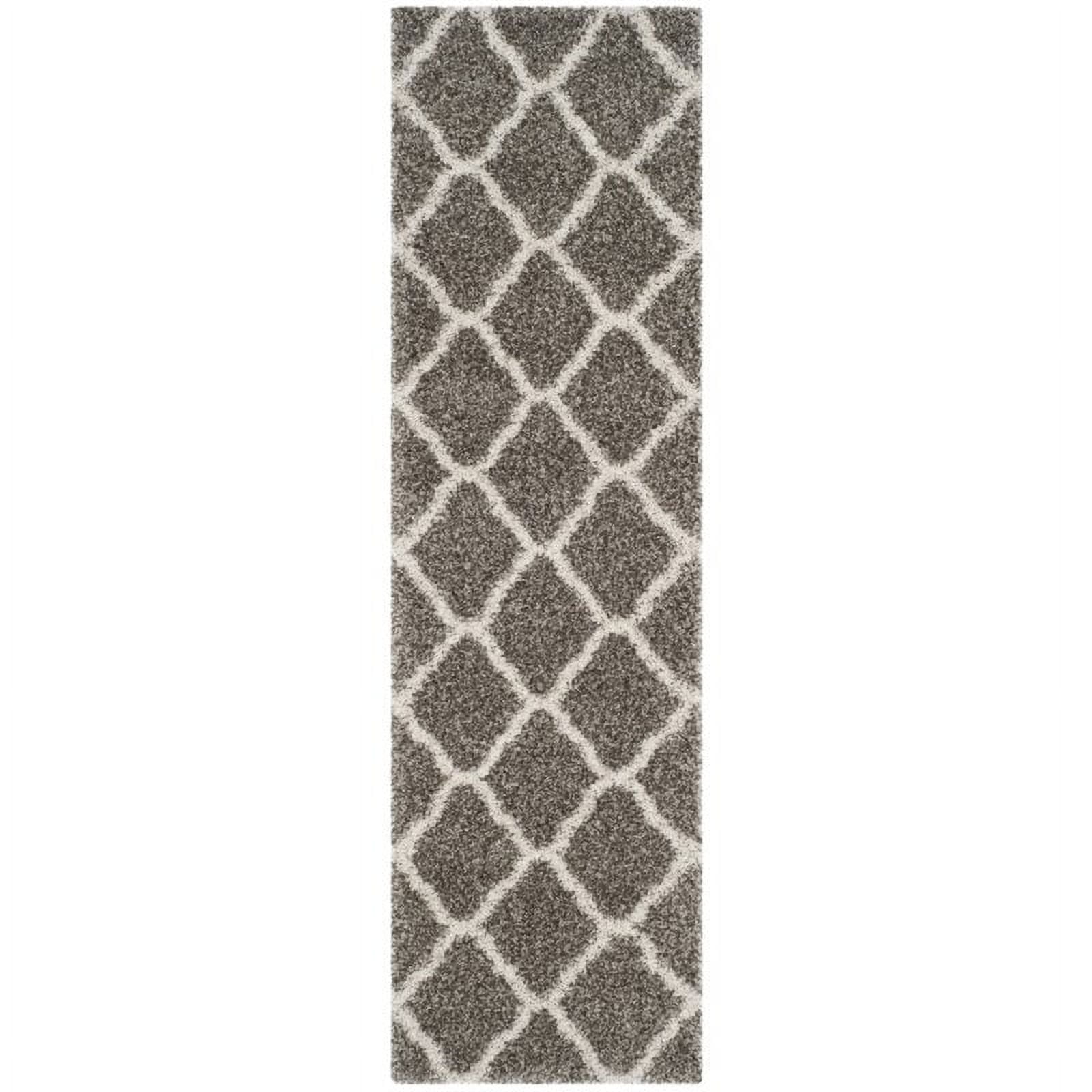 SAFAVIEH Hudson Aline Geometric Shag Runner Rug, Grey/Ivory, 2'3" x 8'