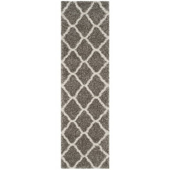 SAFAVIEH Hudson Aline Geometric Shag Runner Rug, Grey/Ivory, 2'3" x 8'