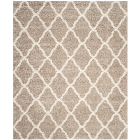 SAFAVIEH Hudson Aline Plush Geometric Shag Area Rug, Beige/Ivory, 10' x 14'