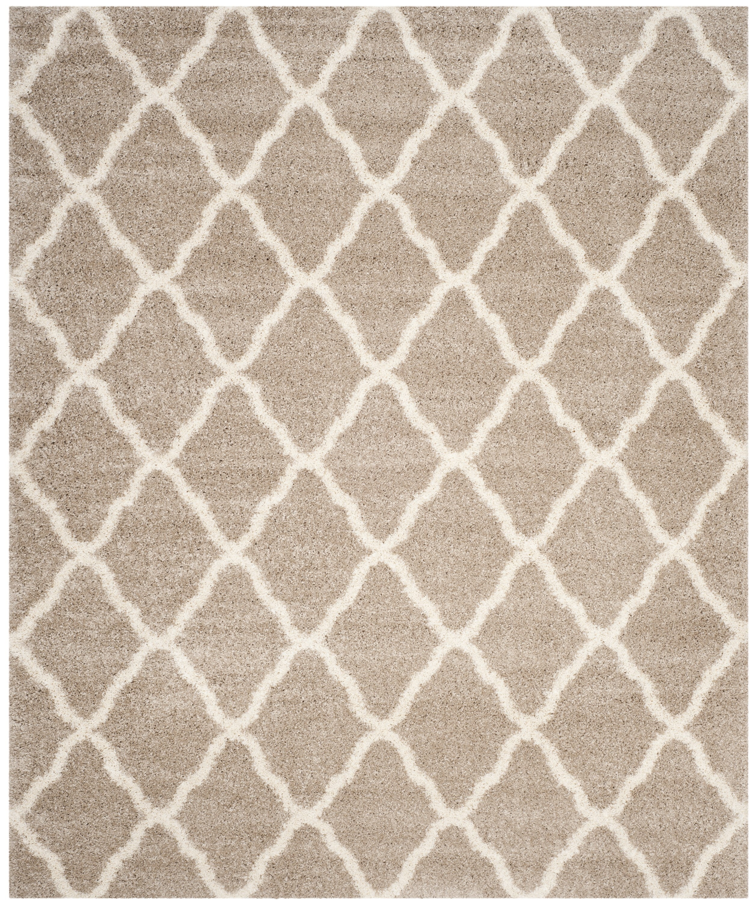 SAFAVIEH Hudson Aline Plush Geometric Shag Area Rug, Beige/Ivory, 11' x 15'