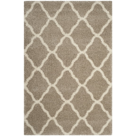 SAFAVIEH Hudson Aline Plush Geometric Shag Area Rug, Beige/Ivory, 2' x 3'