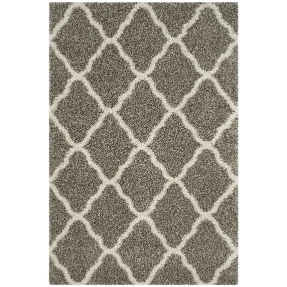 SAFAVIEH Hudson Aline Plush Geometric Shag Area Rug, Grey/Ivory, 2'3" x 3'9"