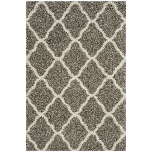 SAFAVIEH Hudson Aline Plush Geometric Shag Area Rug, Grey/Ivory, 2' x 3'