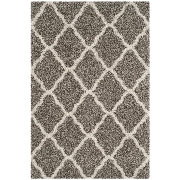 SAFAVIEH Hudson Aline Plush Geometric Shag Area Rug, Grey/Ivory, 2' x 3'