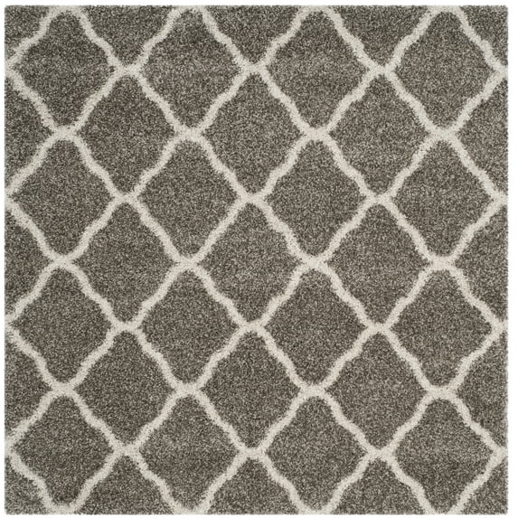 SAFAVIEH Hudson Aline Plush Geometric Shag Area Rug, Grey/Ivory, 9' x 9' Square