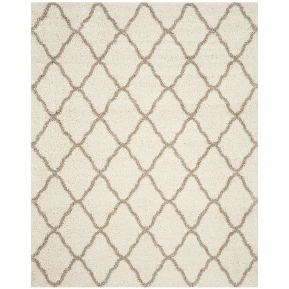 SAFAVIEH Hudson Aline Plush Geometric Shag Area Rug, Ivory/Beige, 11' x 15'