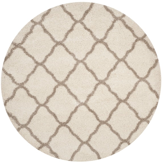 SAFAVIEH Hudson Aline Plush Geometric Shag Area Rug, Ivory/Beige, 3' x 3' Round