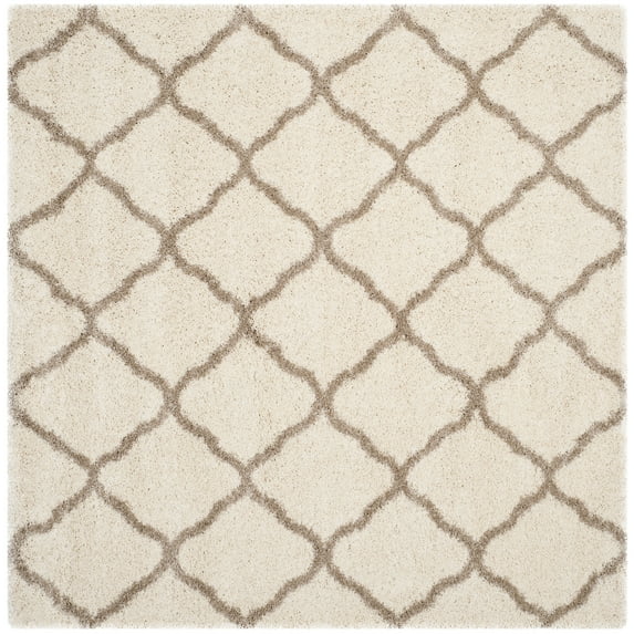 SAFAVIEH Hudson Aline Plush Geometric Shag Area Rug, Ivory/Beige, 3' x 3' Square