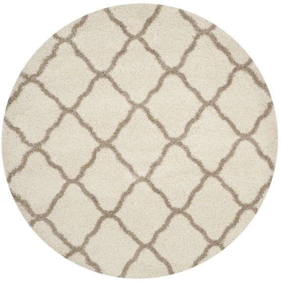 SAFAVIEH Hudson Aline Plush Geometric Shag Area Rug, Ivory/Beige, 5' x 5' Round