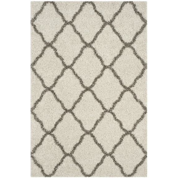 SAFAVIEH Hudson Aline Plush Geometric Shag Area Rug, Ivory/Grey, 2'3" x 3'9"
