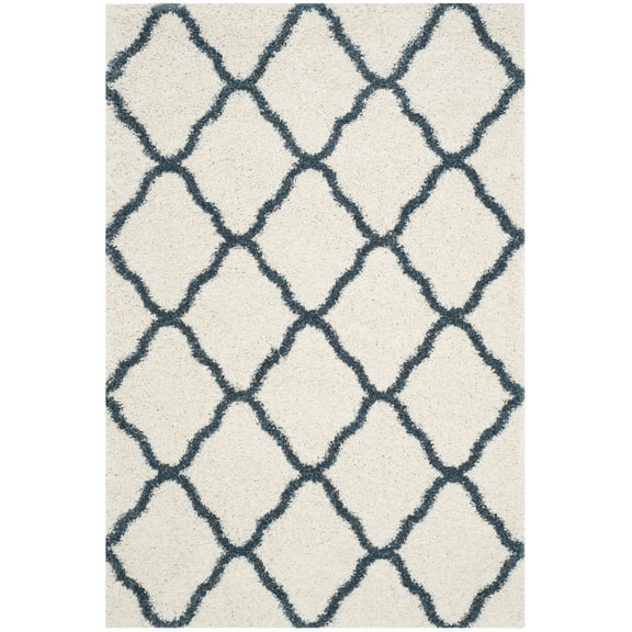 SAFAVIEH Hudson Aline Plush Geometric Shag Area Rug, Ivory/Slate Blue, 2'3" x 3'9"