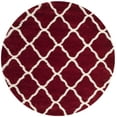 thumbnail image 1 of SAFAVIEH Hudson Aline Plush Geometric Shag Area Rug, Red/Ivory, 3' x 3' Round, 1 of 5