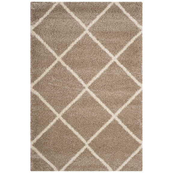 SAFAVIEH Hudson Amias Geometric Shag Area Rug, Beige/Ivory, 5'1" x 7'6"