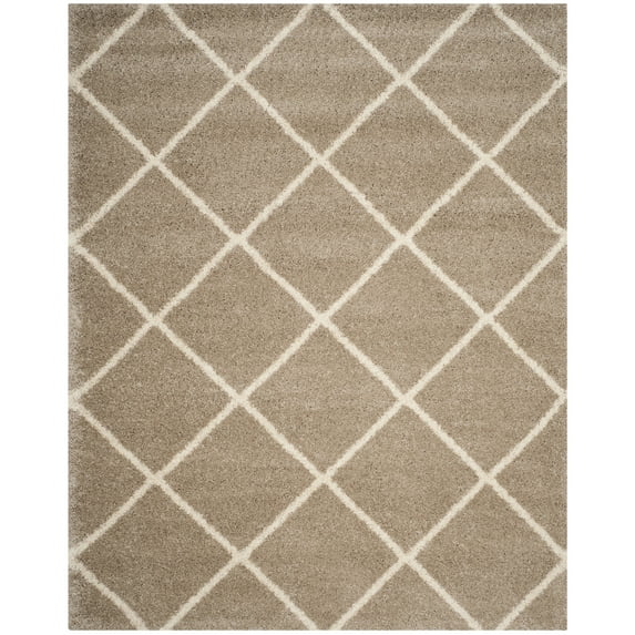 SAFAVIEH Hudson Amias Geometric Shag Area Rug, Beige/Ivory, 8' x 10'