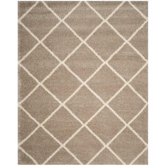 SAFAVIEH Hudson Amias Geometric Shag Area Rug, Beige/Ivory, 9' x 12'