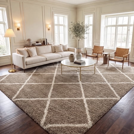 Safavieh Hudson Amias Geometric Shag Area Rug, Beige/Ivory, 9' x 12'