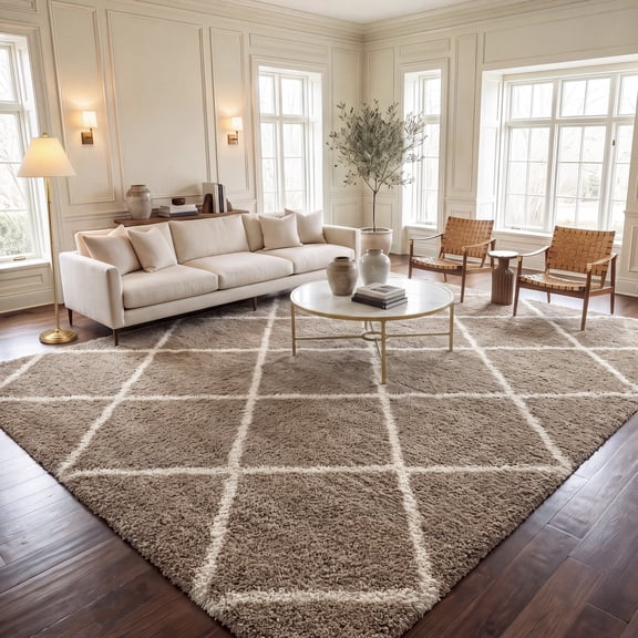 Safavieh Hudson Amias Geometric Shag Area Rug, Beige/Ivory, 9' x 12'