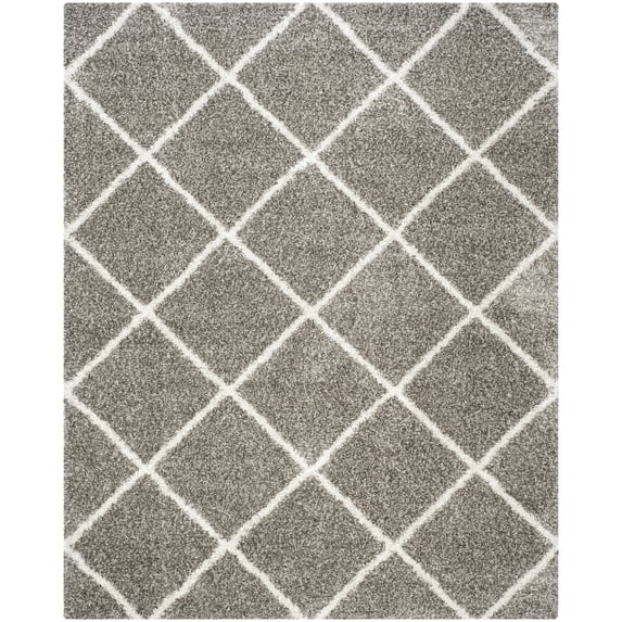 SAFAVIEH Hudson Amias Geometric Shag Area Rug, Grey/Ivory, 10' x 14'