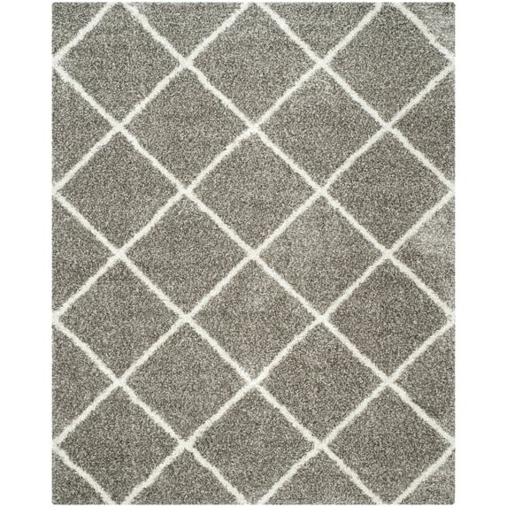 SAFAVIEH Hudson Amias Geometric Shag Area Rug, Grey/Ivory, 11' x 15'