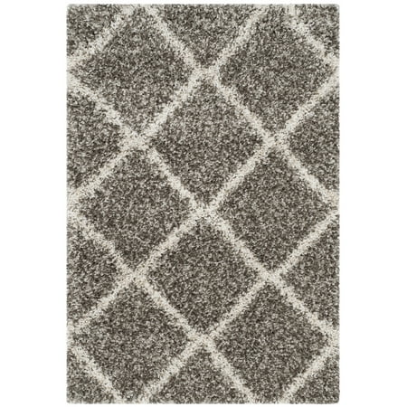 SAFAVIEH Hudson Amias Geometric Shag Area Rug, Grey/Ivory, 2'3" x 3'9"