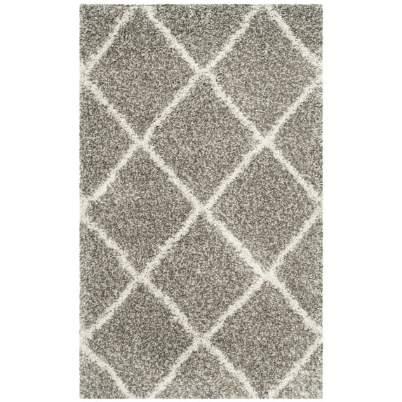 SAFAVIEH Hudson Amias Geometric Shag Area Rug, Grey/Ivory, 3' x 5'