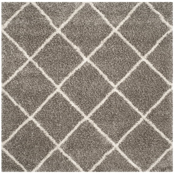 SAFAVIEH Hudson Amias Geometric Shag Area Rug, Grey/Ivory, 7' x 7' Square