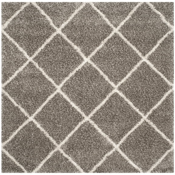SAFAVIEH Hudson Amias Geometric Shag Area Rug, Grey/Ivory, 7' x 7' Square