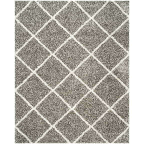 SAFAVIEH Hudson Amias Geometric Shag Area Rug, Grey/Ivory, 9' x 12'
