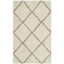 SAFAVIEH Hudson Amias Geometric Shag Area Rug, Ivory/Beige, 4' x 6'