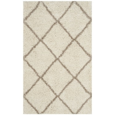 SAFAVIEH Hudson Amias Geometric Shag Area Rug, Ivory/Beige, 4' x 6'