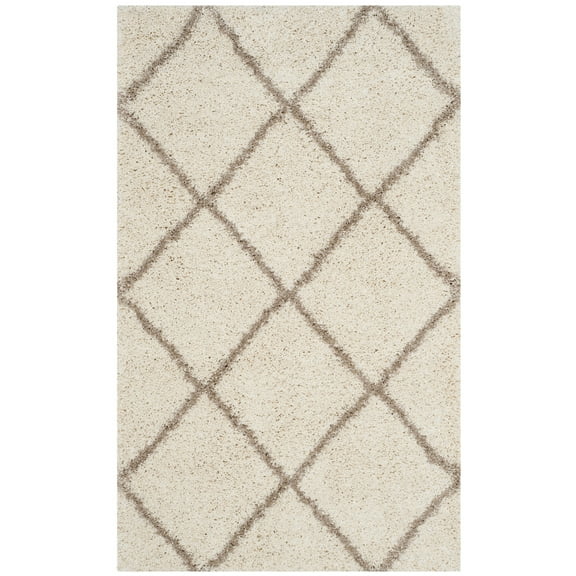 SAFAVIEH Hudson Amias Geometric Shag Area Rug, Ivory/Beige, 4' x 6'