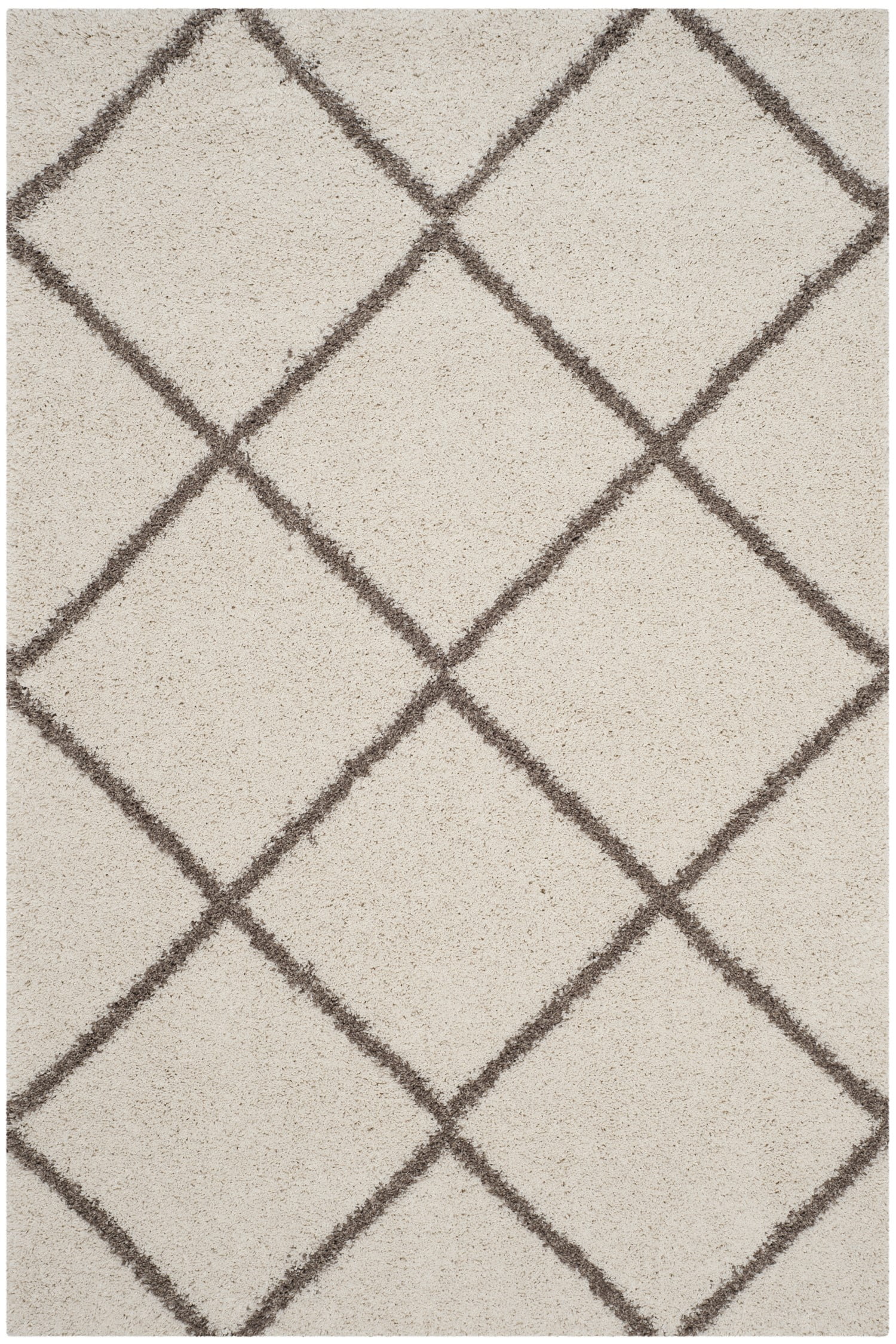 SAFAVIEH Hudson Amias Geometric Shag Area Rug, Ivory/Beige, 6' x 9'