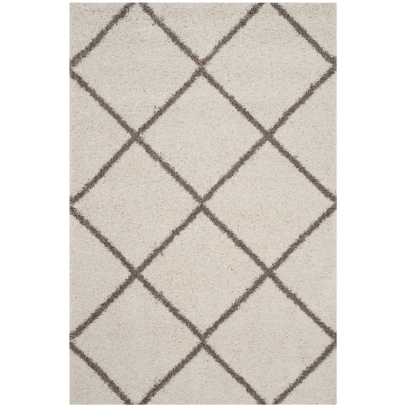 SAFAVIEH Hudson Amias Geometric Shag Area Rug, Ivory/Beige, 6' x 9'