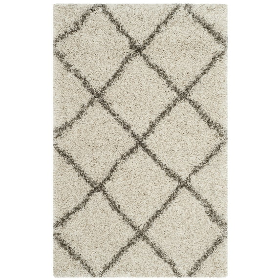 SAFAVIEH Hudson Amias Geometric Shag Area Rug, Ivory/Grey, 2'3" x 3'9"