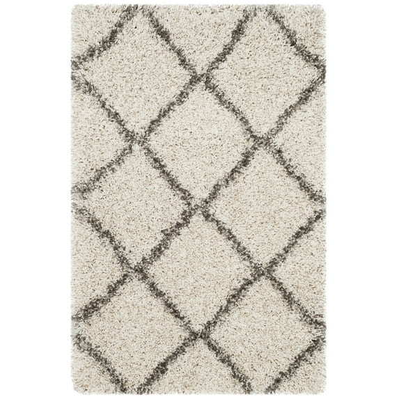 SAFAVIEH Hudson Amias Geometric Shag Area Rug, Ivory/Grey, 2' x 3'