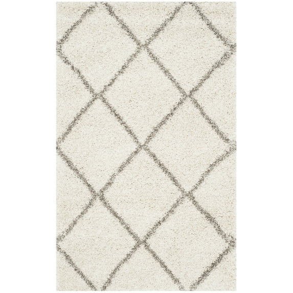 SAFAVIEH Hudson Amias Geometric Shag Area Rug, Ivory/Grey, 3' x 5'
