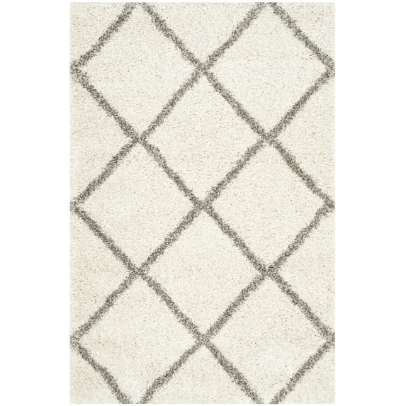 SAFAVIEH Hudson Amias Geometric Shag Area Rug, Ivory/Grey, 4' x 6'