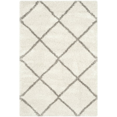 SAFAVIEH Hudson Amias Geometric Shag Area Rug, Ivory/Grey, 5'1" x 7'6"
