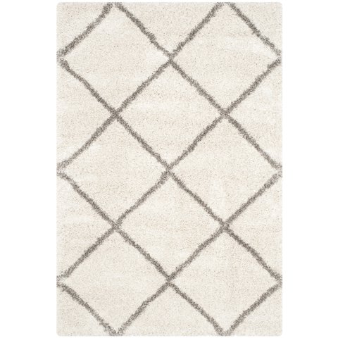 SAFAVIEH Hudson Amias Geometric Shag Area Rug, Ivory/Grey, 5'1" x 7'6"