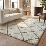 Safavieh Hudson Amias Geometric Shag Area Rug, Ivory/Gray, 5'3" x 7'6"