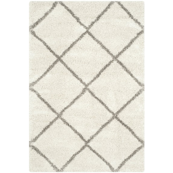 SAFAVIEH Hudson Amias Geometric Shag Area Rug, Ivory/Grey, 6' x 9'