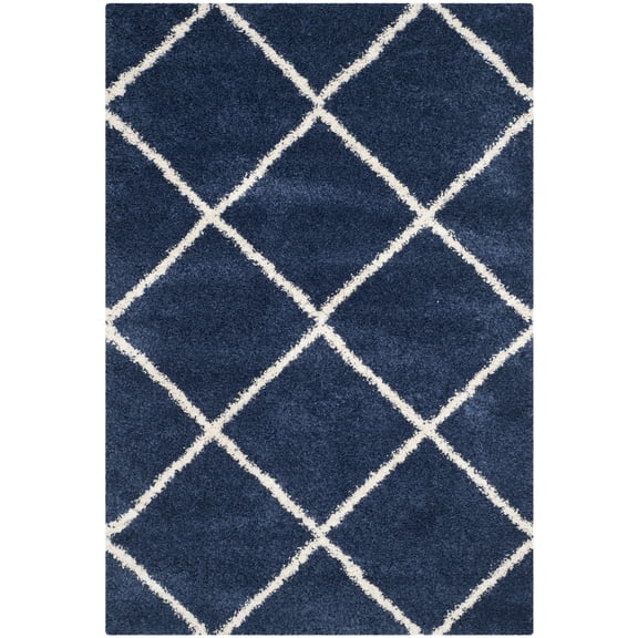 SAFAVIEH Hudson Amias Geometric Shag Area Rug, Navy/Ivory, 6' x 9'