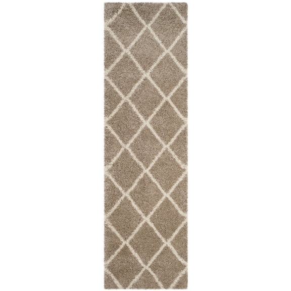 SAFAVIEH Hudson Amias Geometric Shag Runner Rug, Beige/Ivory, 2'3" x 12'