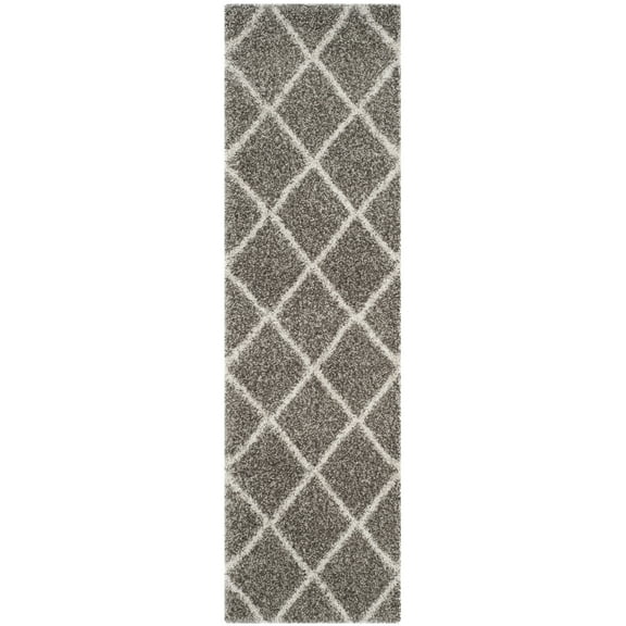 SAFAVIEH Hudson Amias Geometric Shag Runner Rug, Grey/Ivory, 2'3" x 14'