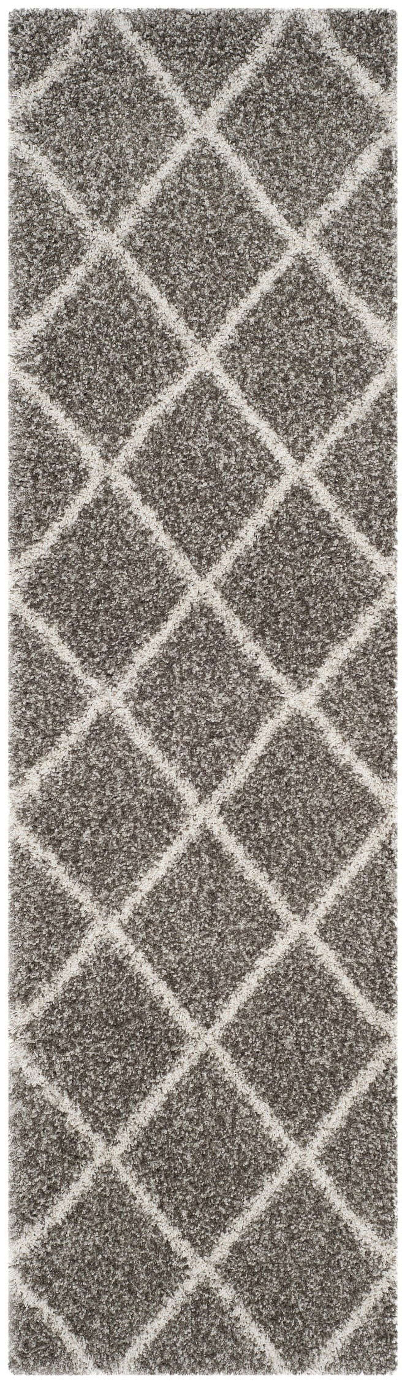 SAFAVIEH Hudson Amias Geometric Shag Runner Rug, Grey/Ivory, 2'3" x 16'