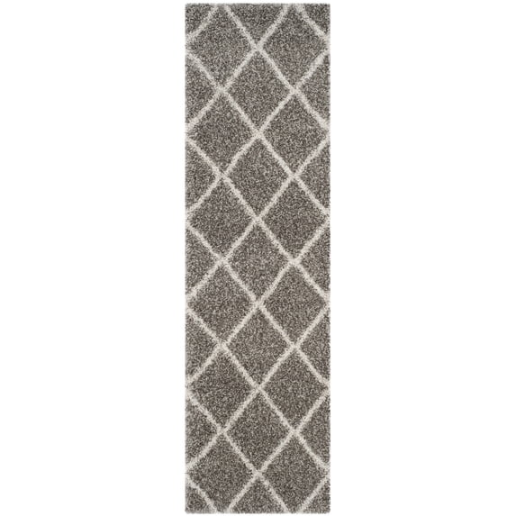 SAFAVIEH Hudson Amias Geometric Shag Runner Rug, Grey/Ivory, 2'3" x 6'