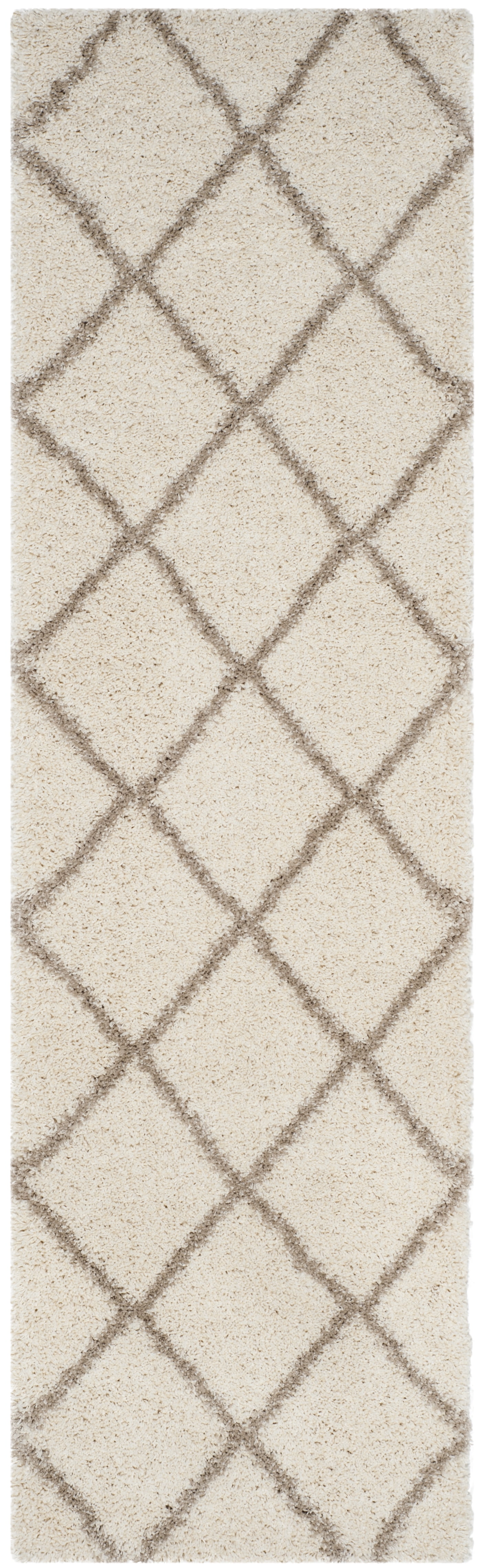 SAFAVIEH Hudson Amias Geometric Shag Runner Rug, Ivory/Beige, 2'3" x 6'